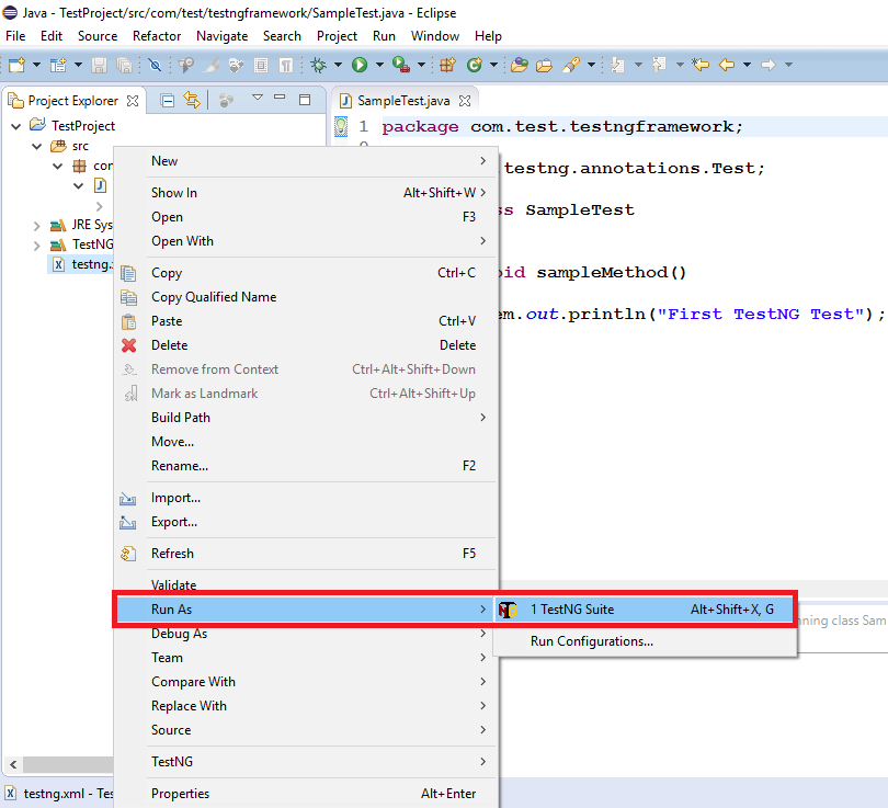 Running testng.xml using EclipseSelenium Webdriver Appium Complete