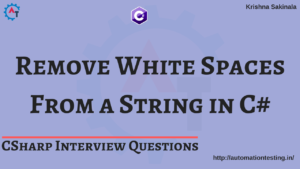 Remove White Spaces From a String in C#