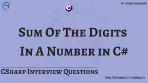 Sum Of The Digits In A Number in C#